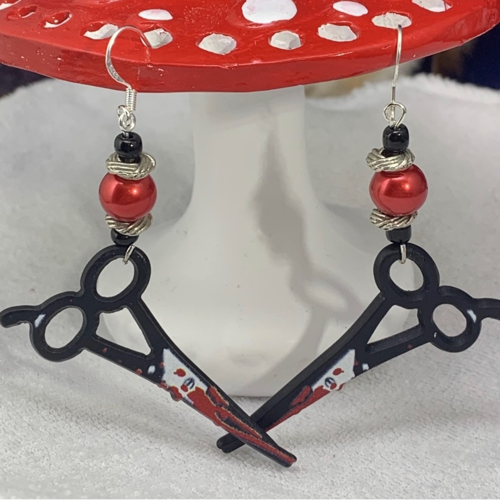 Bloody Scissors charm earrings